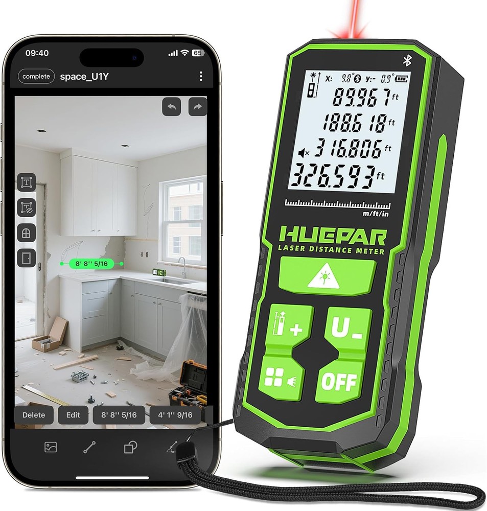 Laser Distance Measure 330Ft. Huepar Digital Rechargeable Laser Measuring Tool w