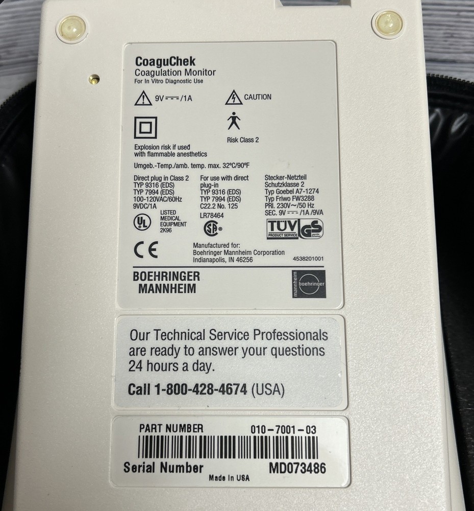 Boehringer Mannheim Roche Coague Check System For Prothrombin Time Self Testing