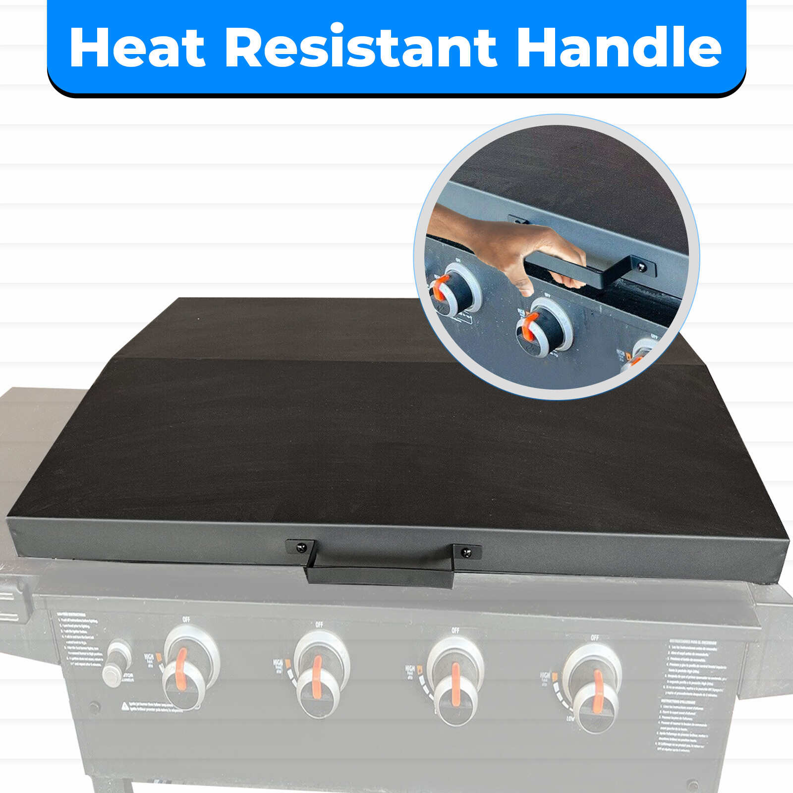 Hinged Lid for Blackstone 36 inch Griddle with Rear Grease Collection - Black