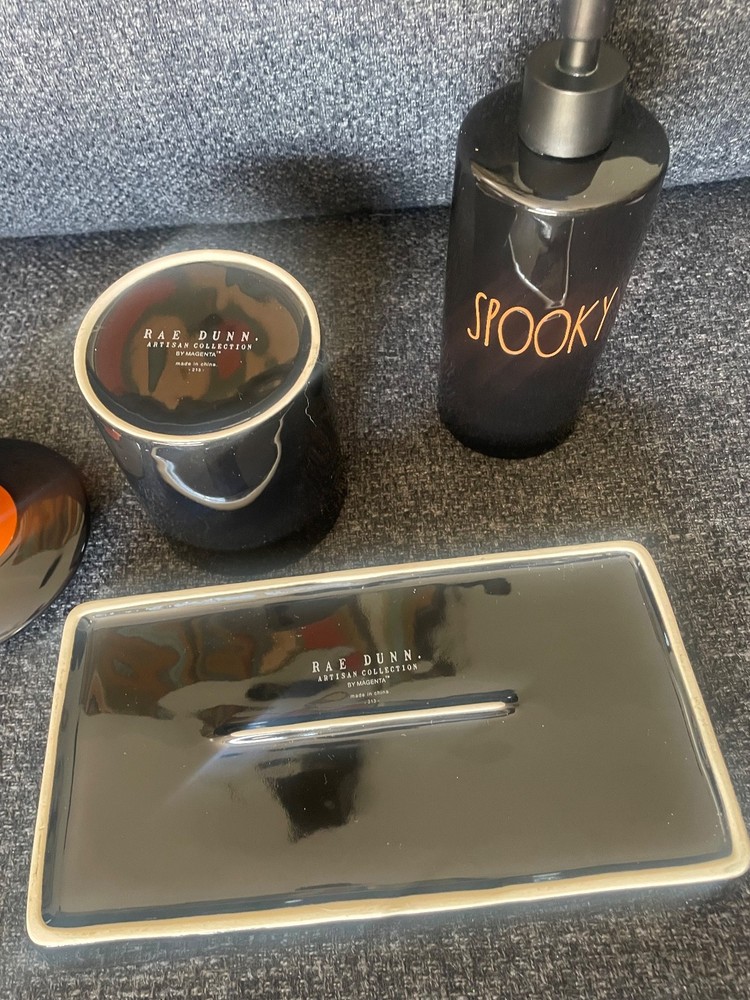 Rae Dunn Halloween Bundle! Witch Please Canister Spooky Dispenser & Tray! EUC!