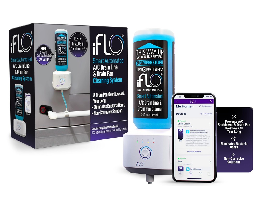 iFLO® Smart Automated AC Drain Line Cleaning System, Includes 36oz Cleaner