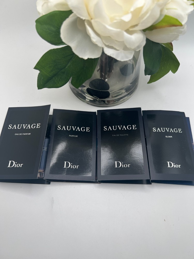 Dior Sauvage Perfume Sample Set Elixir, Parfum, EDT, EDP - 4 Sample Spray Vials