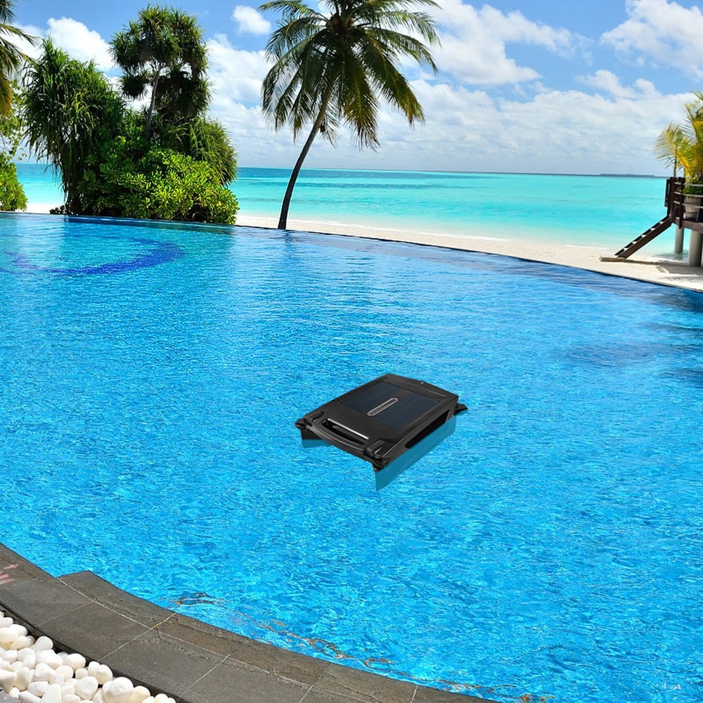 Solar Robotic Pool Skimmer Swimming Pool Surface 2 Modes Surface &APP Water Play
