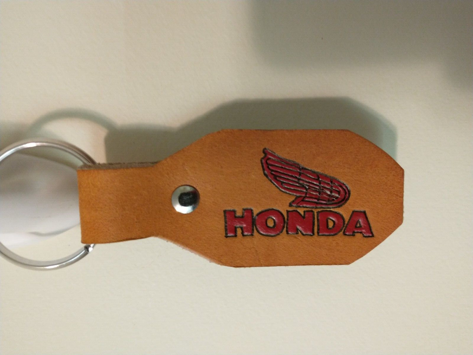 Honda Motorcycle Key Ring and Fob (leather, hand made)