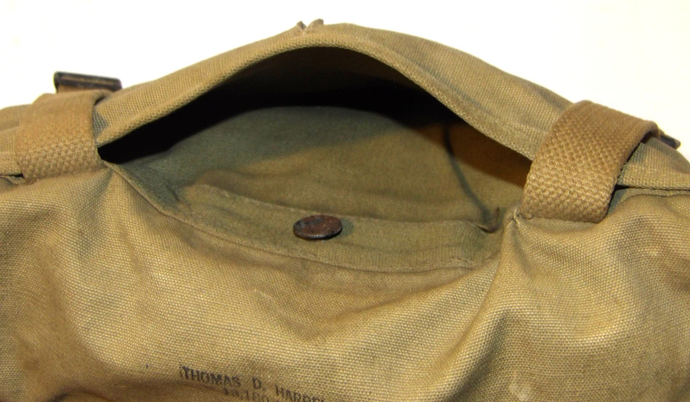 VINTAGE 1943 US ARMY M-1936 MUSETTE/FIELD BAG! CANVAS/STRAPS INTACT/OWNER'S NAME
