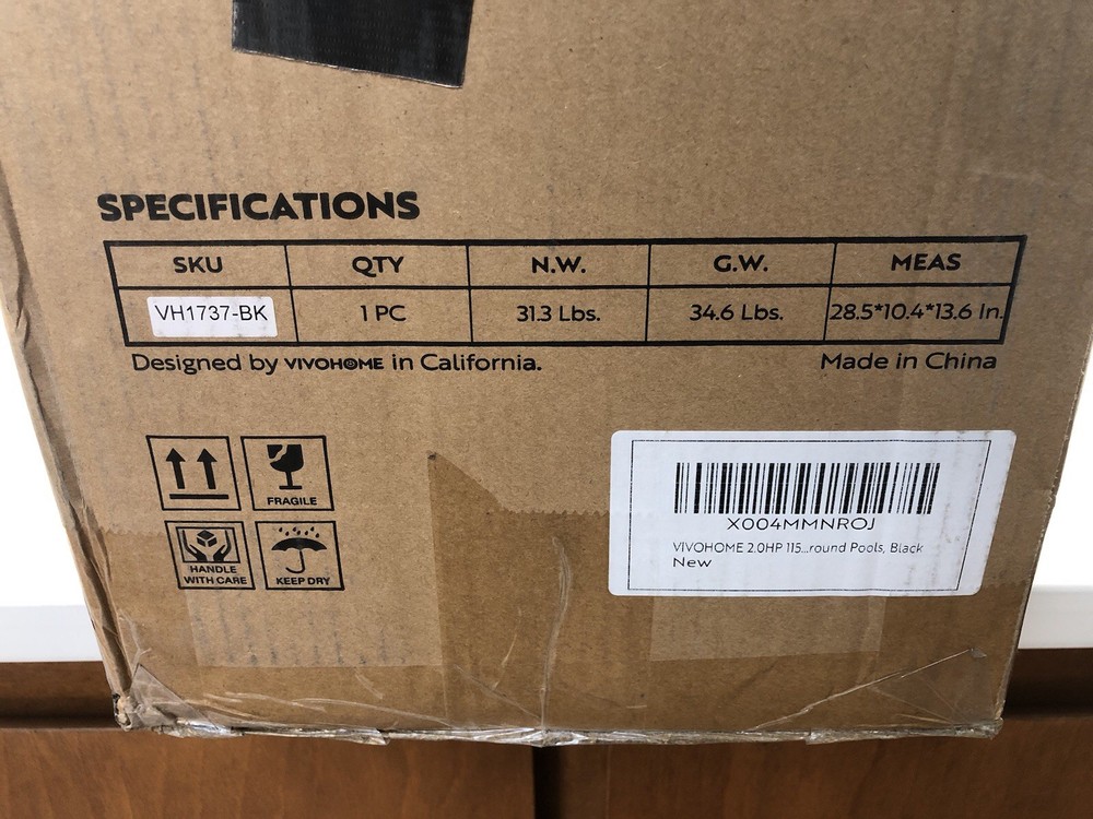 Vivohome 2.0 Variable Speed Pool Pump VH1737-BK