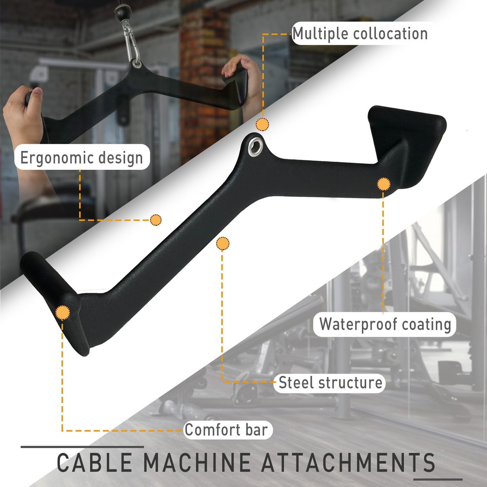 Fitness Rowing Pulley Cable Machine Attachment Handle Grips Lat Pull Down Bar