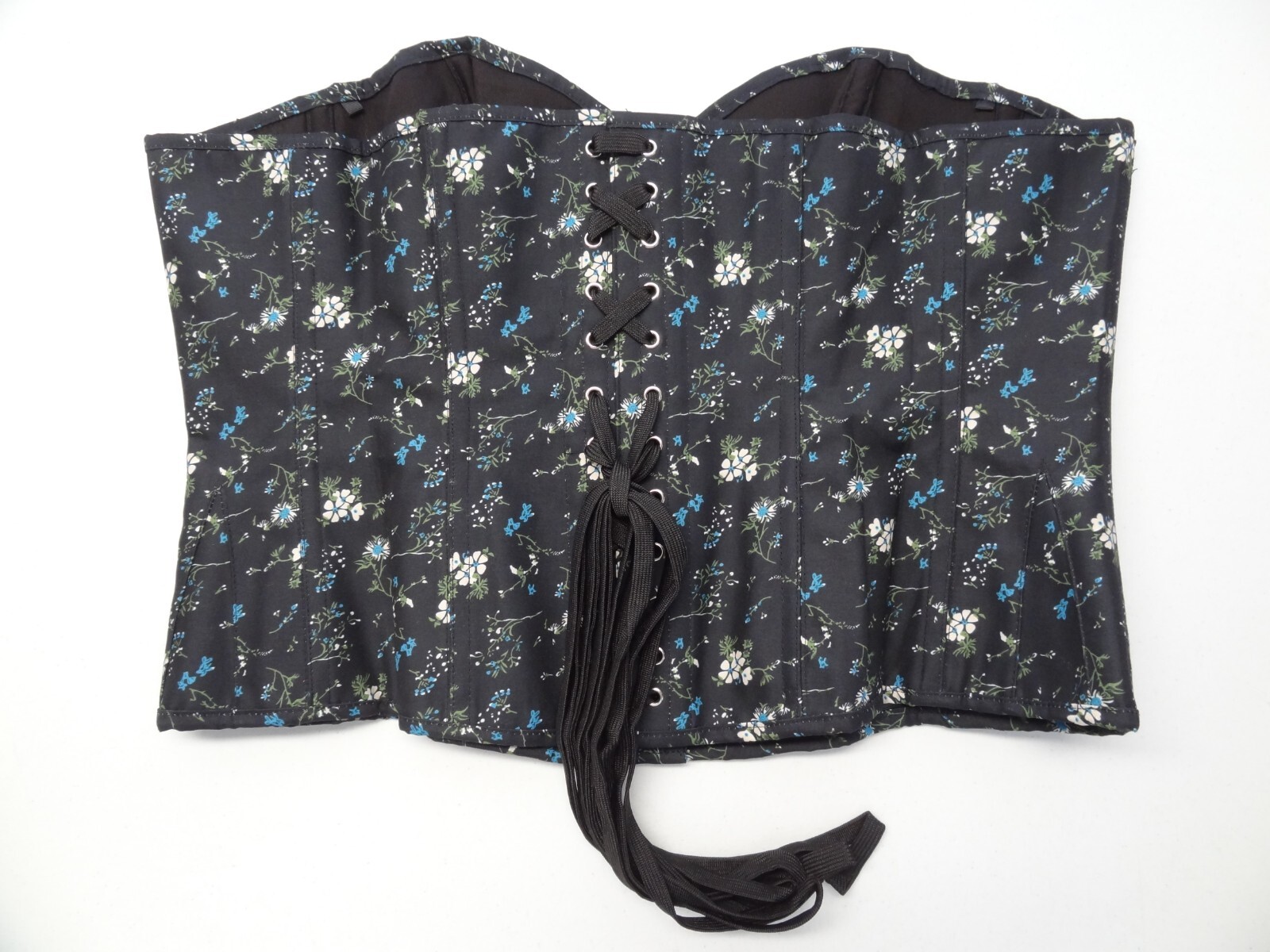 NWT Corset Story 44 Ditsy Floral Printed Overbust Spiral Steel Bone Navy Flowers