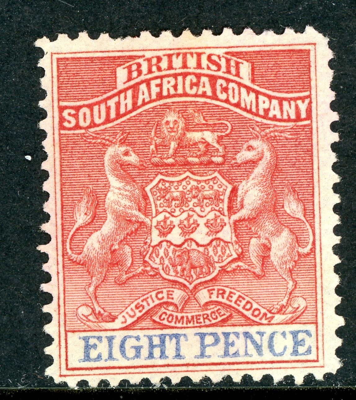 Rhodesia 1892 British QV 8p Red & Ultra SG #24 Unused S531