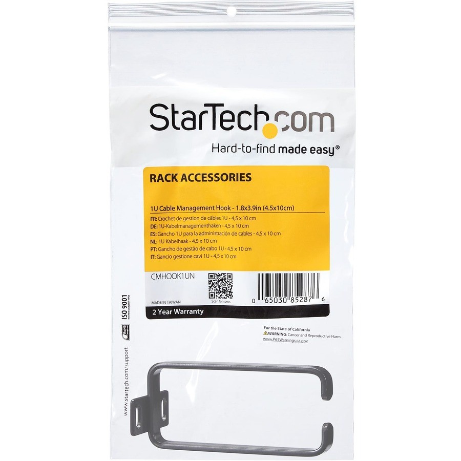 Startech IT CMHOOK1UN 1U Vertical Cable Management D-ring Hook Black