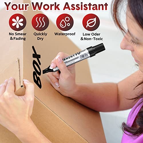 48 Pcs Jumbo Size Permanent Markers Bulk Waterproof Chisel Tip Marker Black