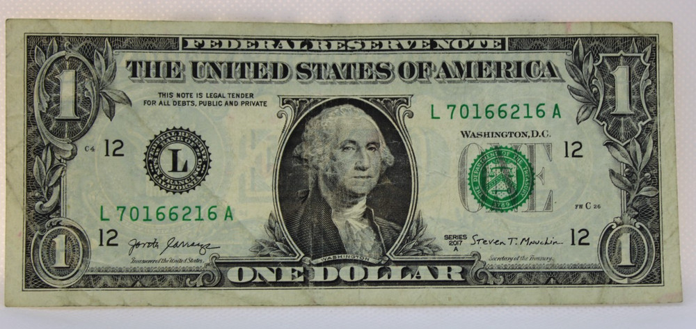 Odometer Error Note Fancy Serial Number One Dollar Bill L70166216A Repeater