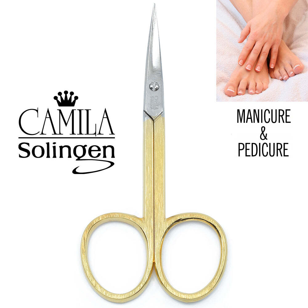 3.5" Gold Plated Curved Pointed Tip Cuticle Scissors