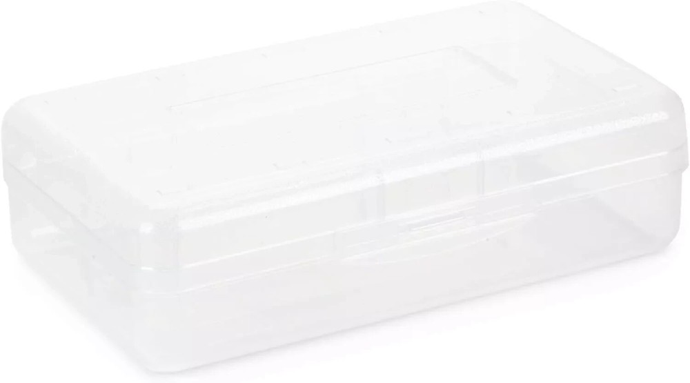 BLUE SUMMIT PLASTIC PENCIL BOXES,CLEAR-4 PACK
