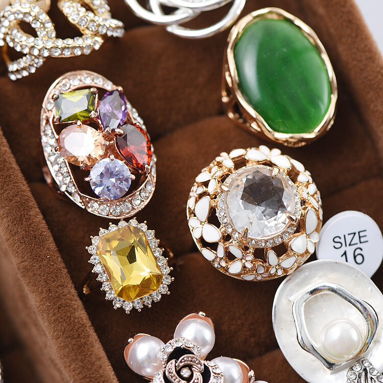 Wholesale 5-100pcs Rings Mixed Rings Bulk Finger Gemstones Crystal Jewelry Lot