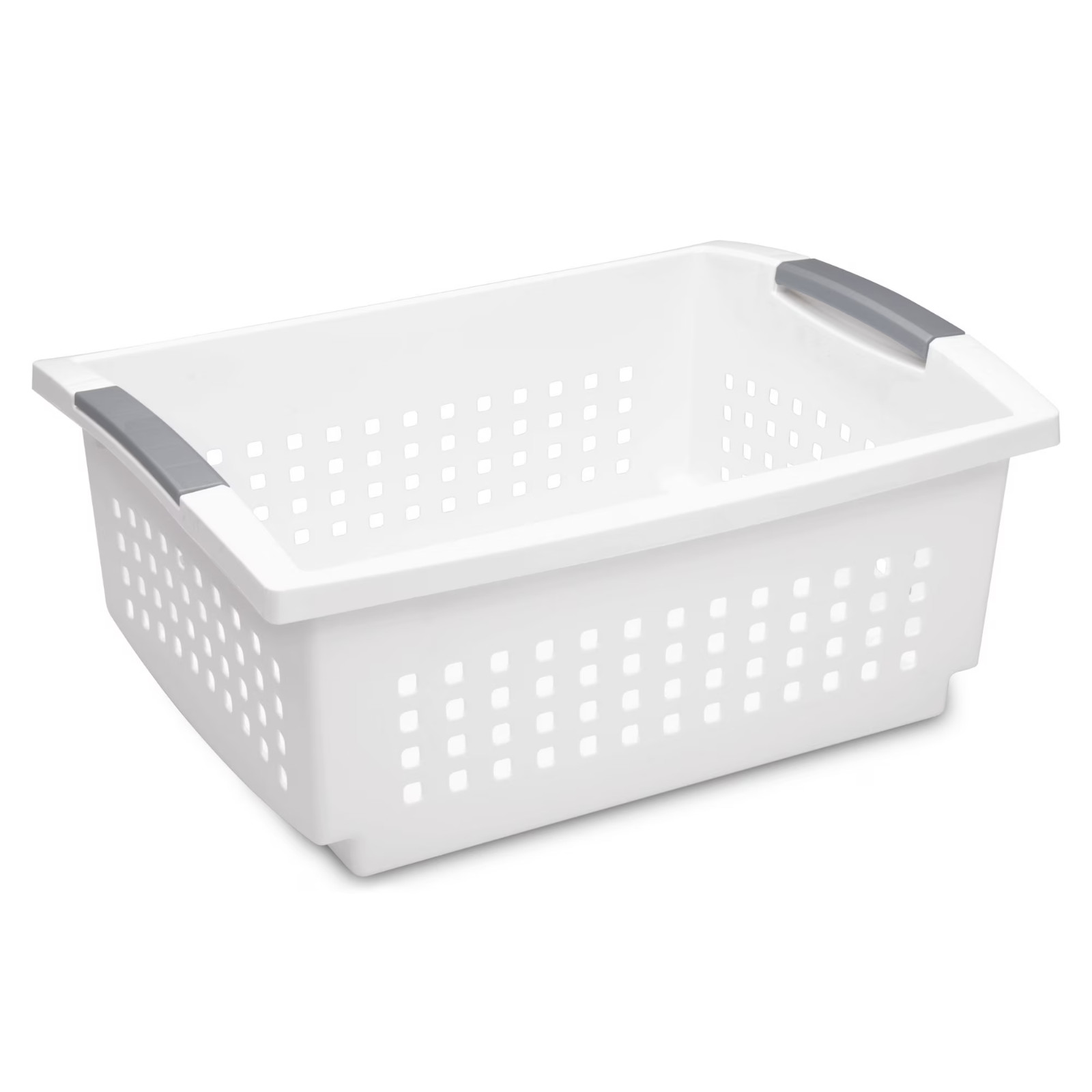Sterilite Large Stacking Basket Plastic, White ,Stackable ,White
