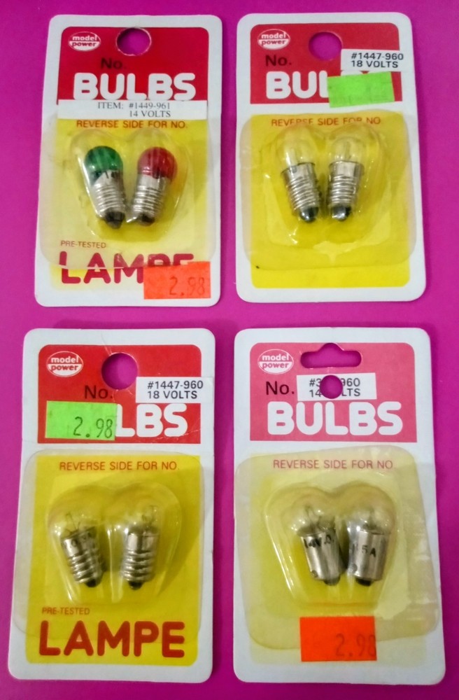 Lot of 4 Pkgs. - Model Power Light Bulbs - New