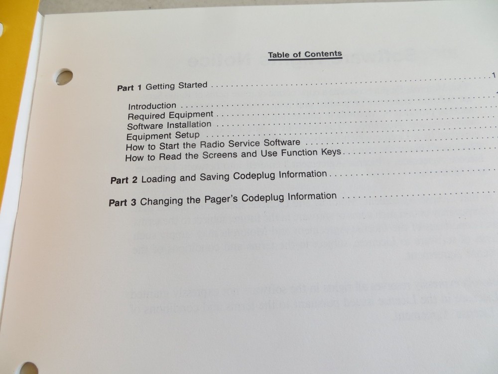 Motorola Radius Pager PR3000 Software Manual 1989