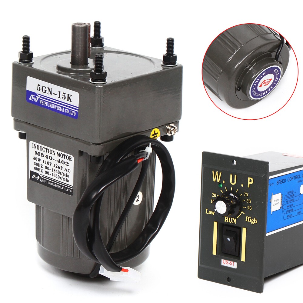 110V Reversible AC Gear Motor Electric Motor Variable Speed Controller