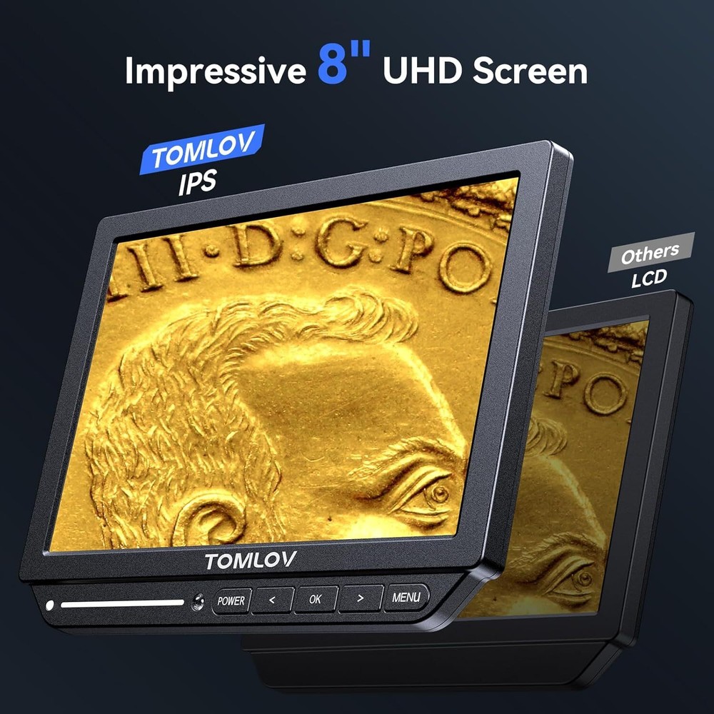 TOMLOV 4K Autofocus Digital Microscope Coin View Magnifier Soldering Microscope