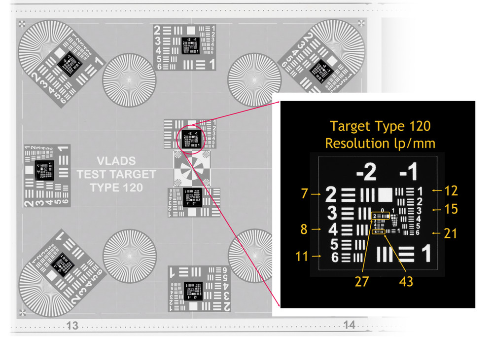 Hi Res 4x5 inch Focus/Sharpness Checker Chart for Camera Scanning