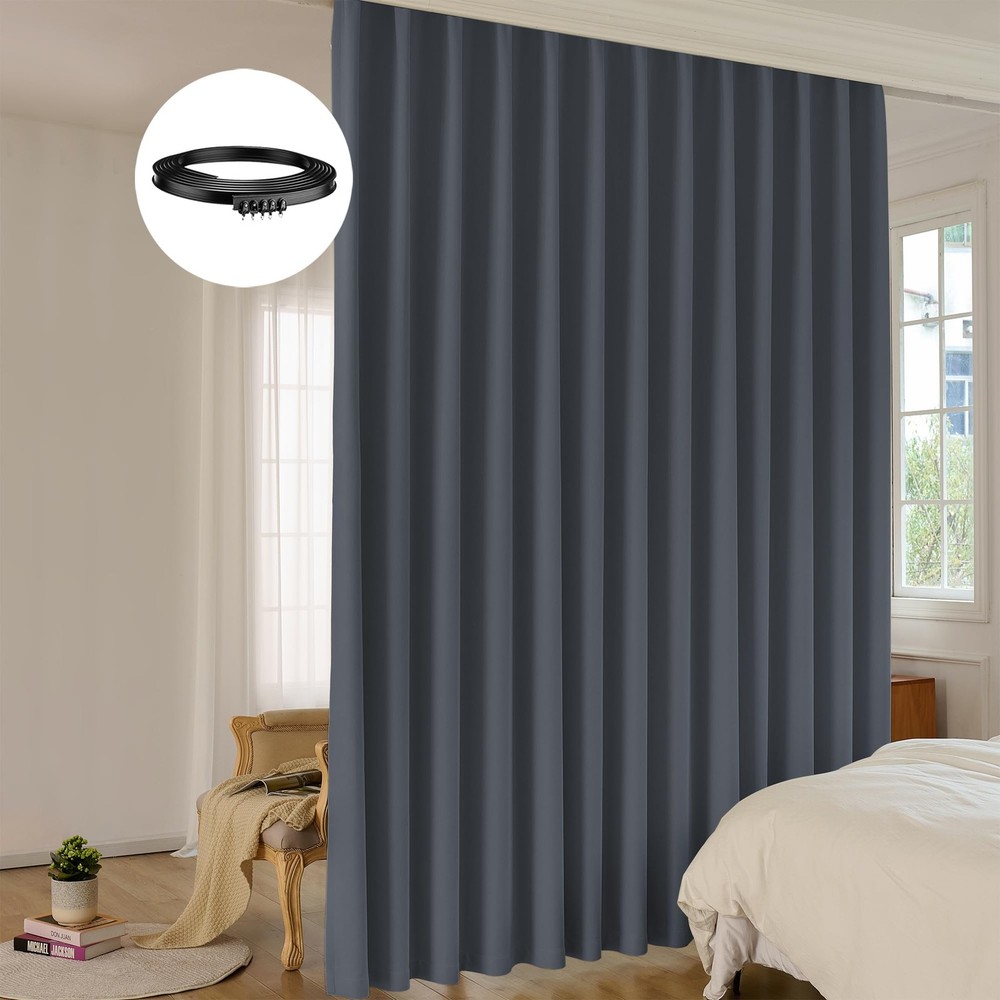Room Divider Curtain Sets with Bendable Ceiling Track, 95% Blackout Total Pri...