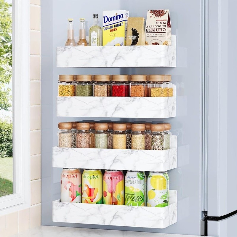 Magnetic Spice Rack Organizer 4 Pack Space Saving Floating Shelves Easy Install