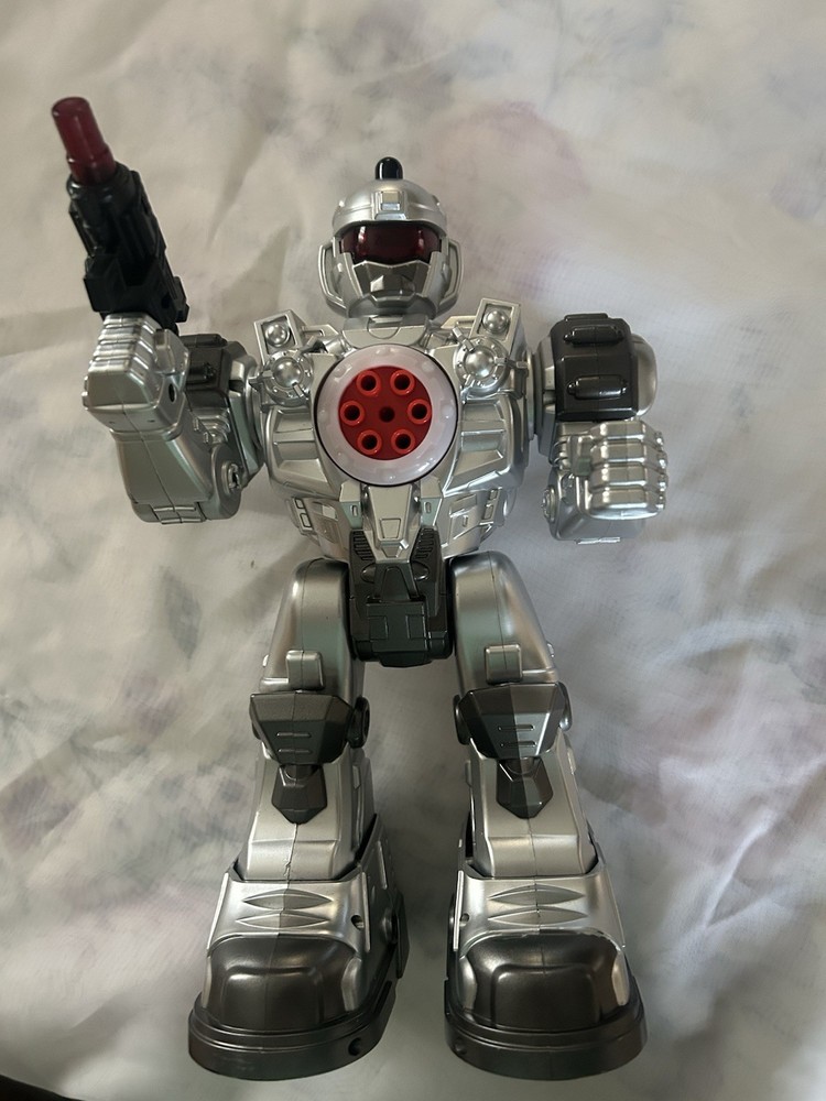 Toy Robot Light up, sounds, silver , no remote control, Robot toy