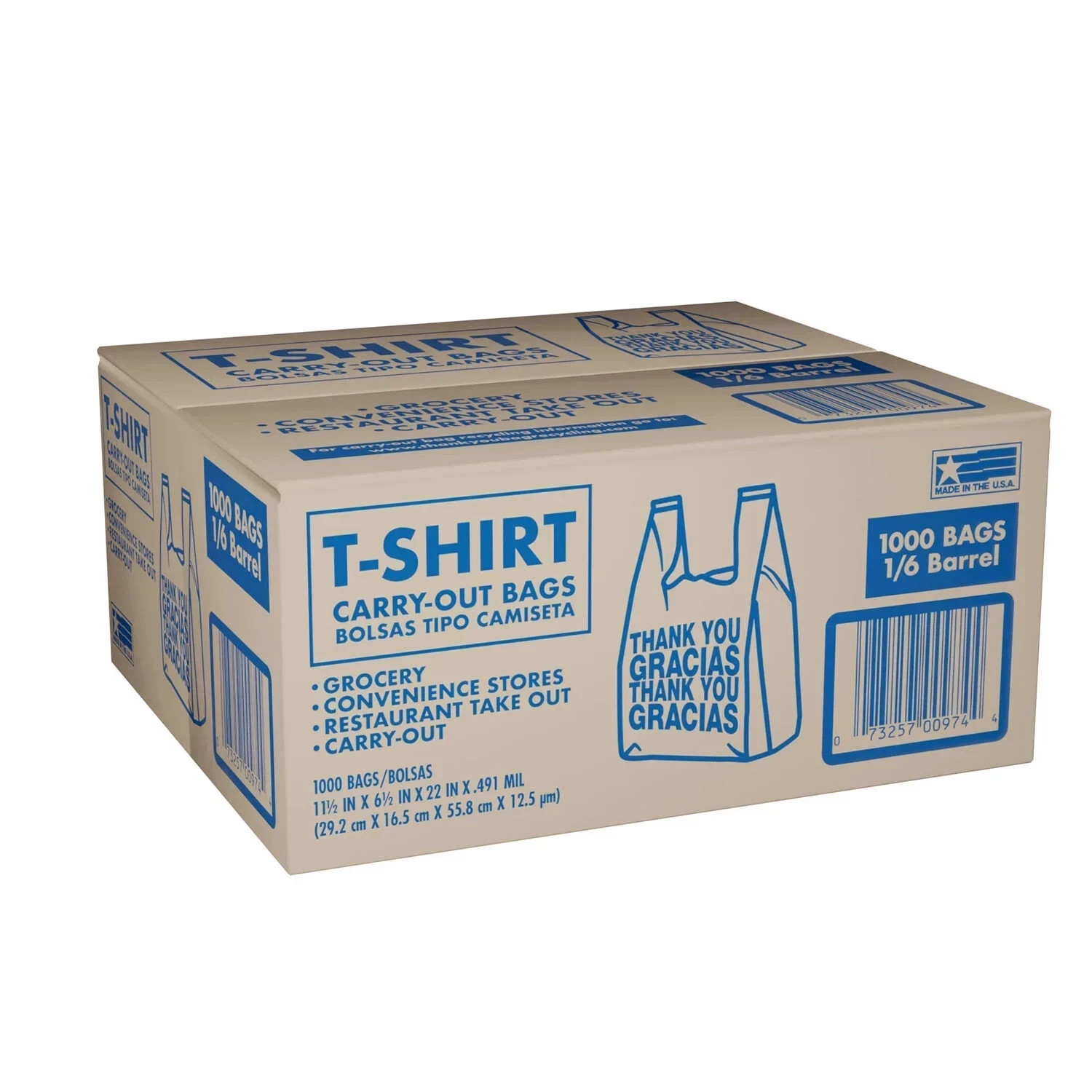 T-Shirt Carry-Out Bags, 11.5" x 6.5" x 22" (1,000 ct.) Free Shipping Great Price