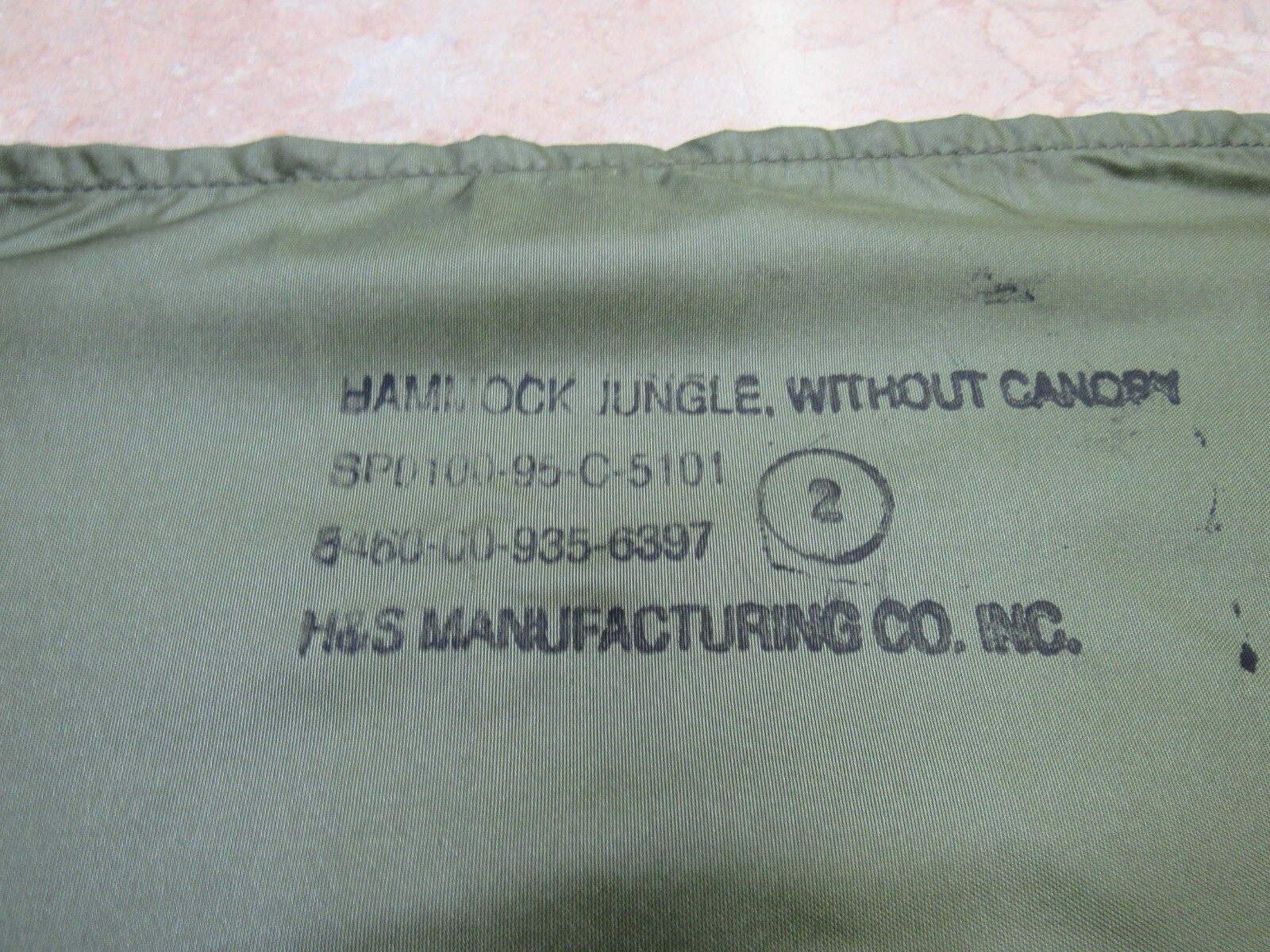US M1966 Jungle Hammock Without Canopy Nylon 1995 Dated Vietnam Type NOS