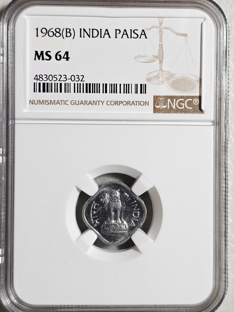 India 1 Paisa 1968B NGC MS 64