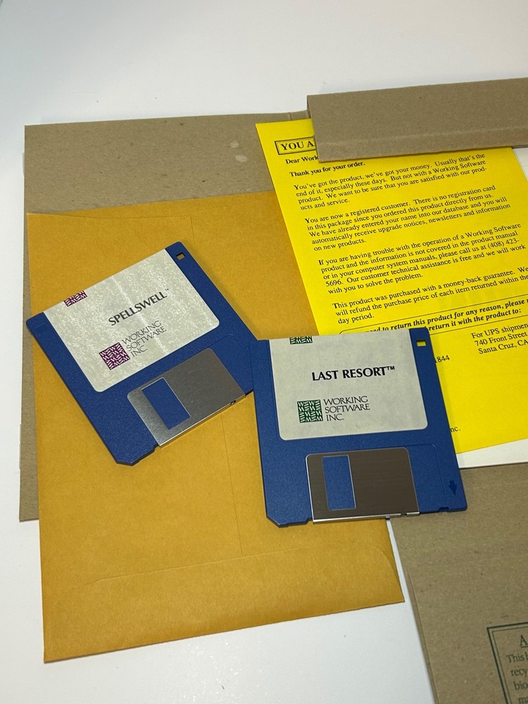 Last Resort Keystroke Saver for Macintosh 3.5" Disk Spellswell Working Software