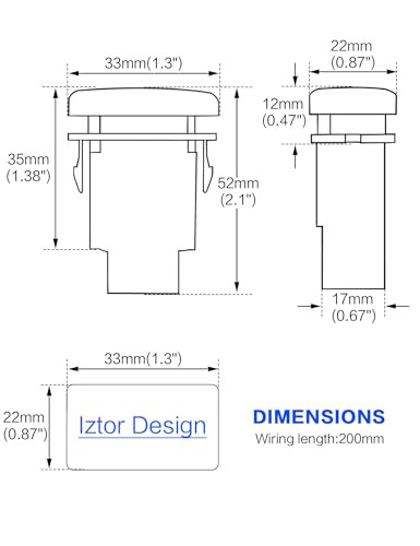 12V Blue LED Push Button Switch Waterproof Toggle with 4-Wire Connector Kit
