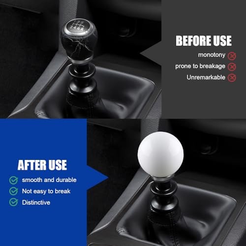 Round Ball Shift Knob, Gear Shifter Knobs, Manual Car Universal Gear White