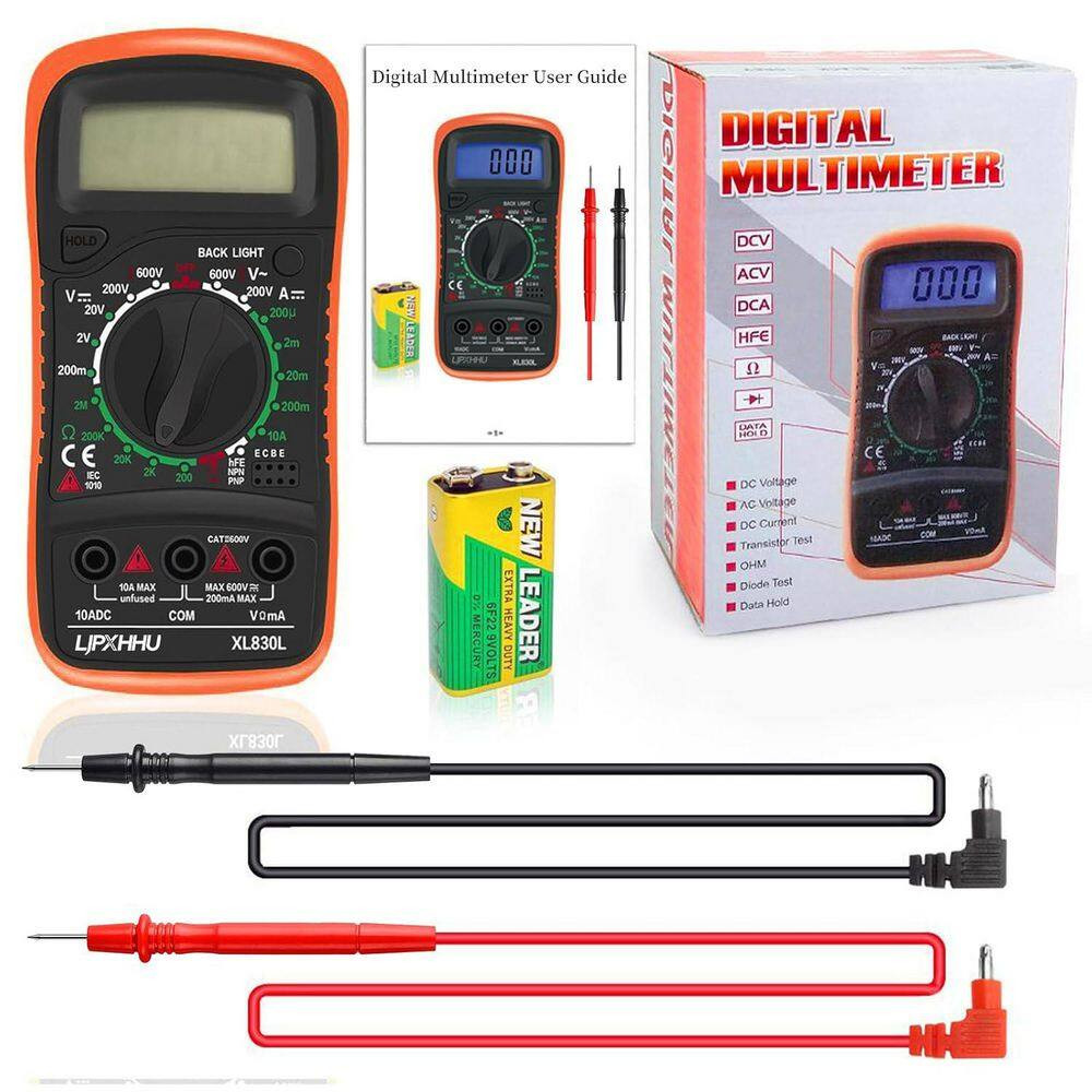 Digital Multimeter with AC/DC Voltage, Current, Resistance, Continuity, Diode Te