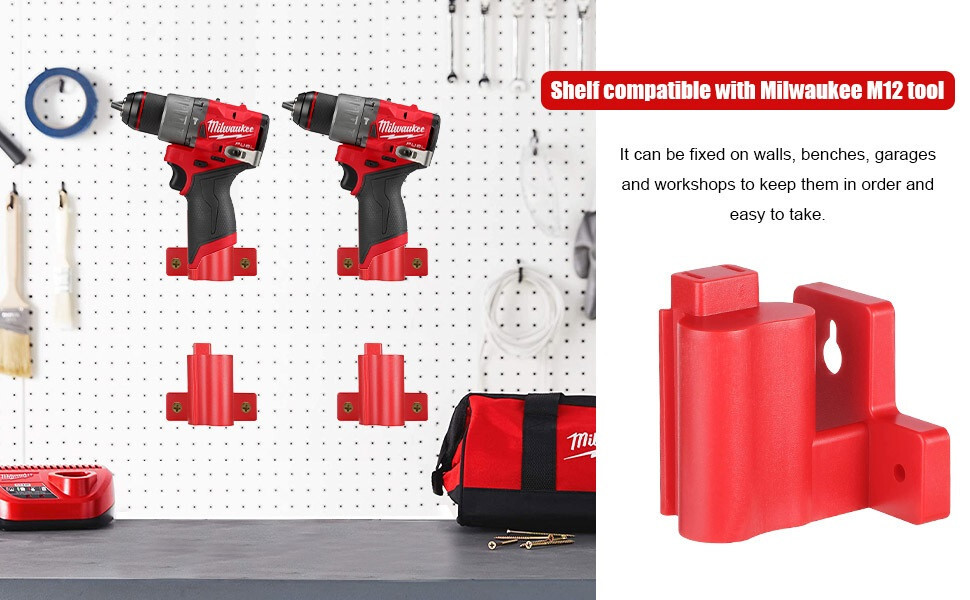 6x Wall Mount Drill Holder for Milwaukee M12 Tool Storage Hanger Mount Organizer
