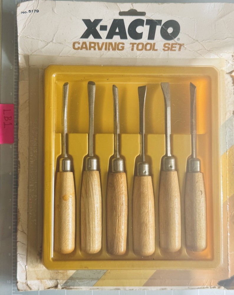 X-Acto NOS #5179 Wood Carving Tool Set 6 Chisels Gouges Vintage 1977 USA Sealed