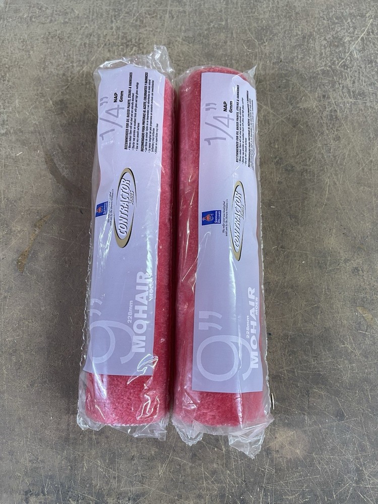 Sherwin Williams Red Mohair Paint Rollers 9" x 1/4” Pile - 2 Rollers New