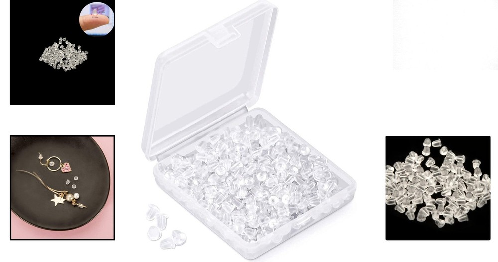 Soft Clear Silicone Earring Backings (300 Pack) - Perfect for Fish Hook Studs