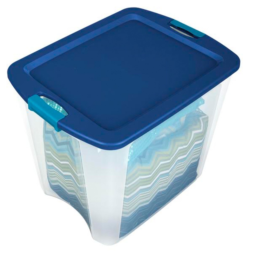 Sterilite 26 Gal Latch and Carry Stackable Storage Bin with Latching Lid, 4 Pack