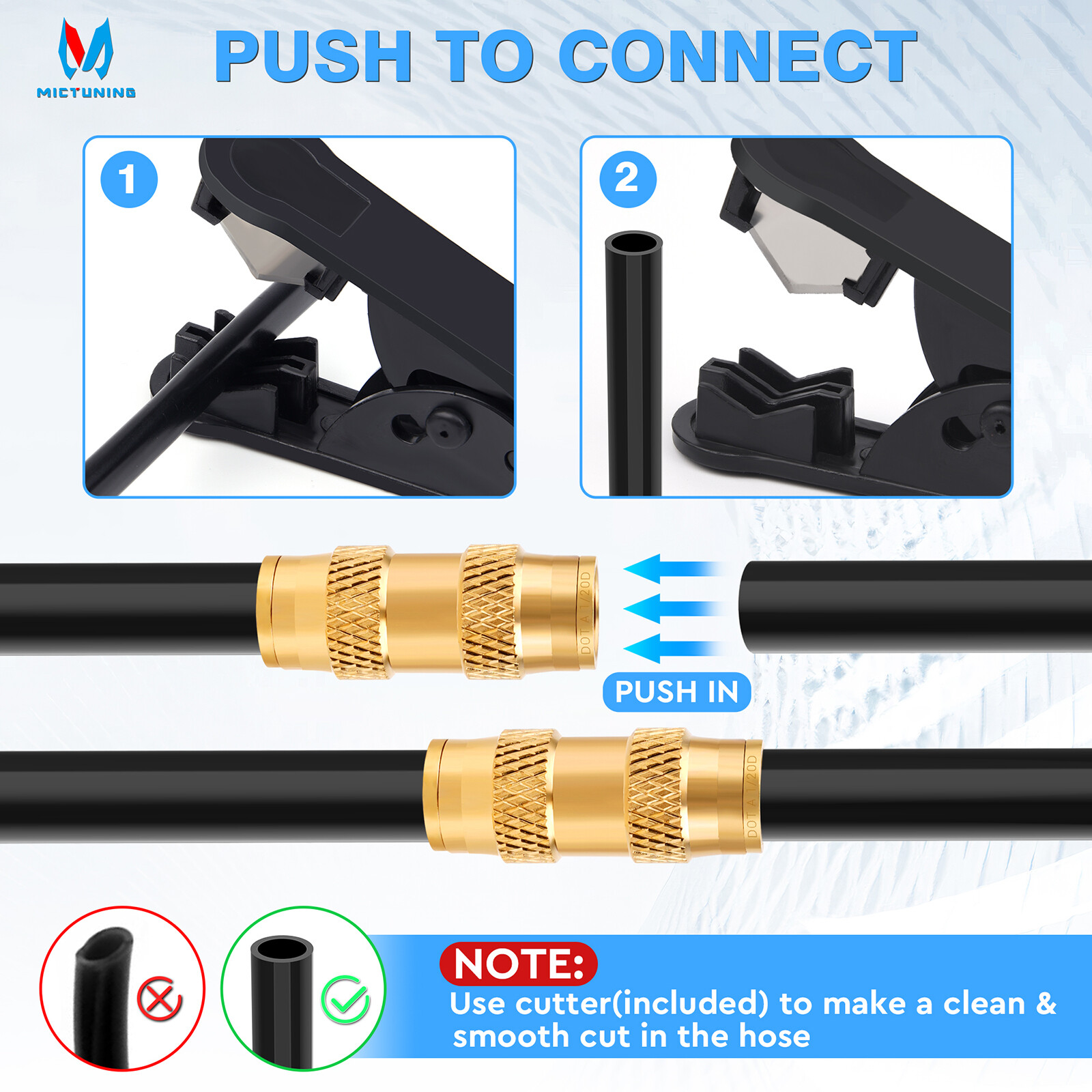 MICTUNING 43PCS Brass DOT Air Brake Line Fittings Assortment Air Hose Repair Kit