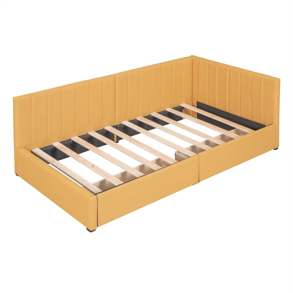 Twin Size Daybed with 2 Drawer Upholstered Bed Frame Sofa Bed with Storage