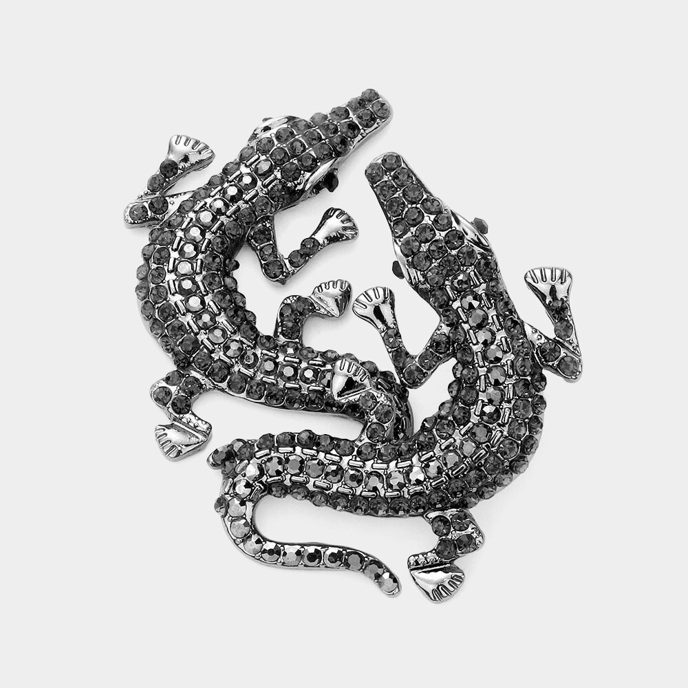 Alligator crystal chunky earrings