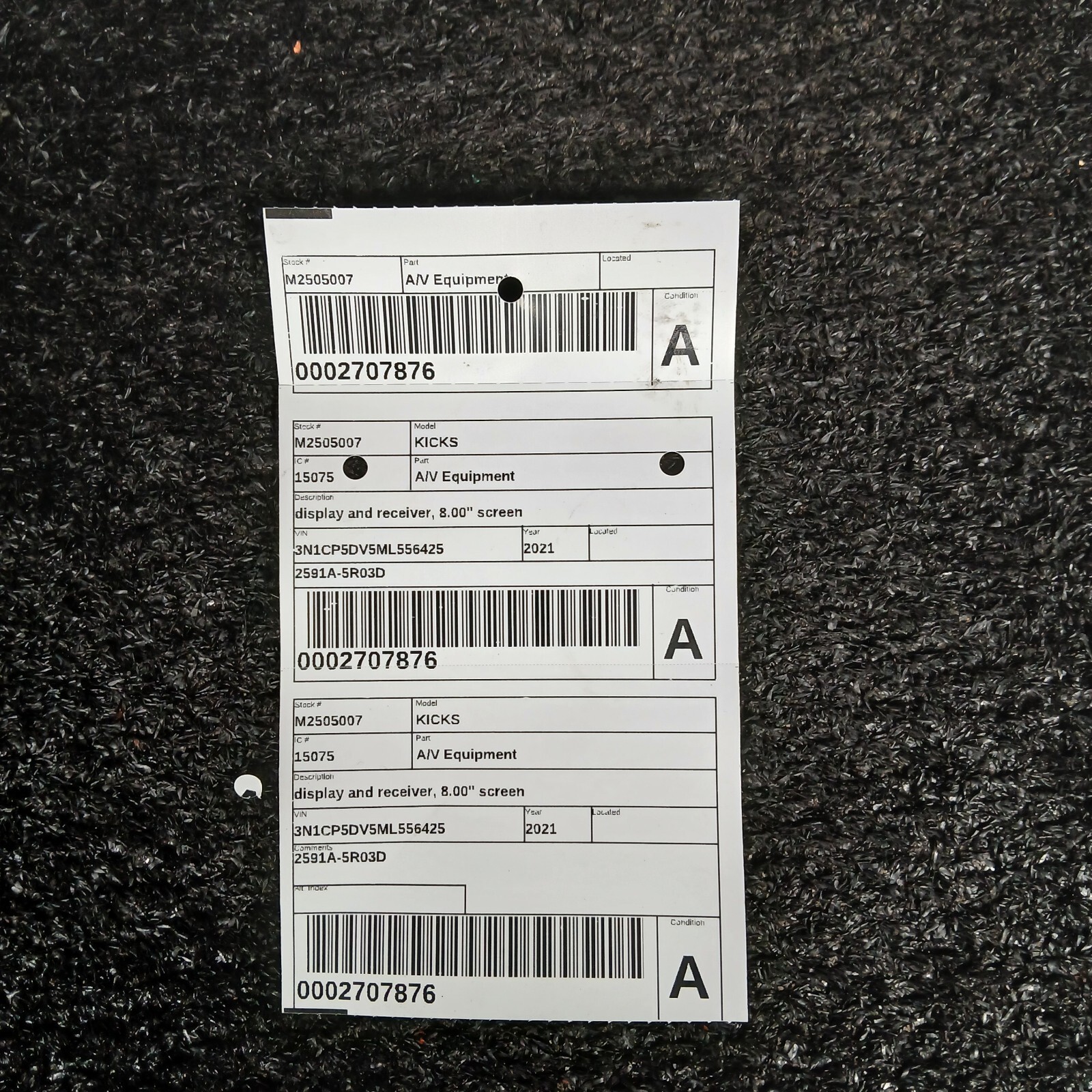 NISSAN KICKS Display and receiver, 8.00" screen 2591A5R01B 2021 2024