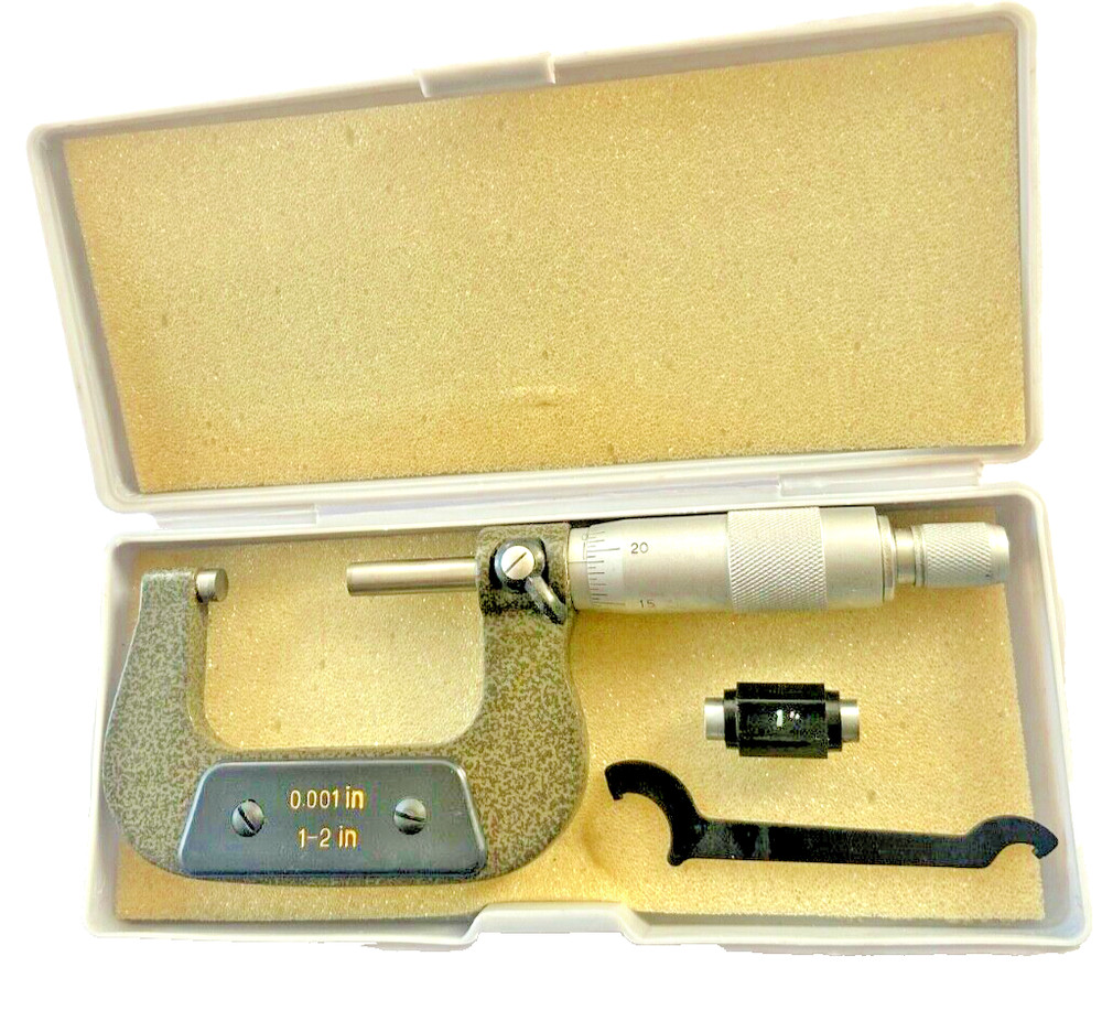 Outside Micrometer 1 to 2 inch X 0.0001" Solid Metal Frame carbide tip