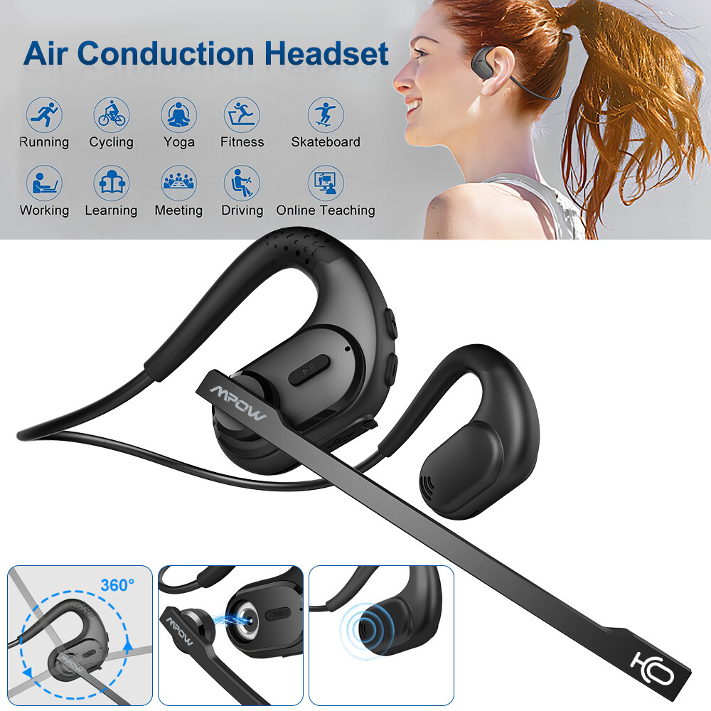 MPOW Bluetooth Headset with Removable Microphone Noise Cancelling For Phones PC