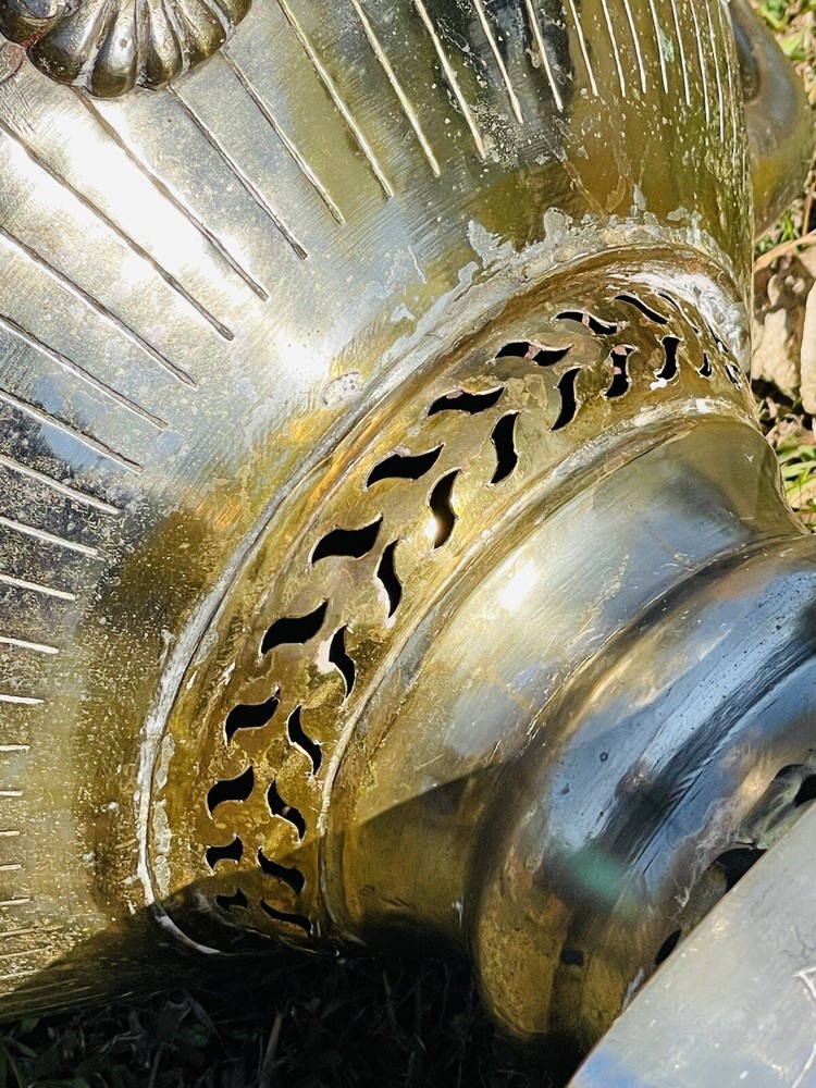 Large Exceptional Moroccan Samovar With Hand Chaised Surface Signed L Z.