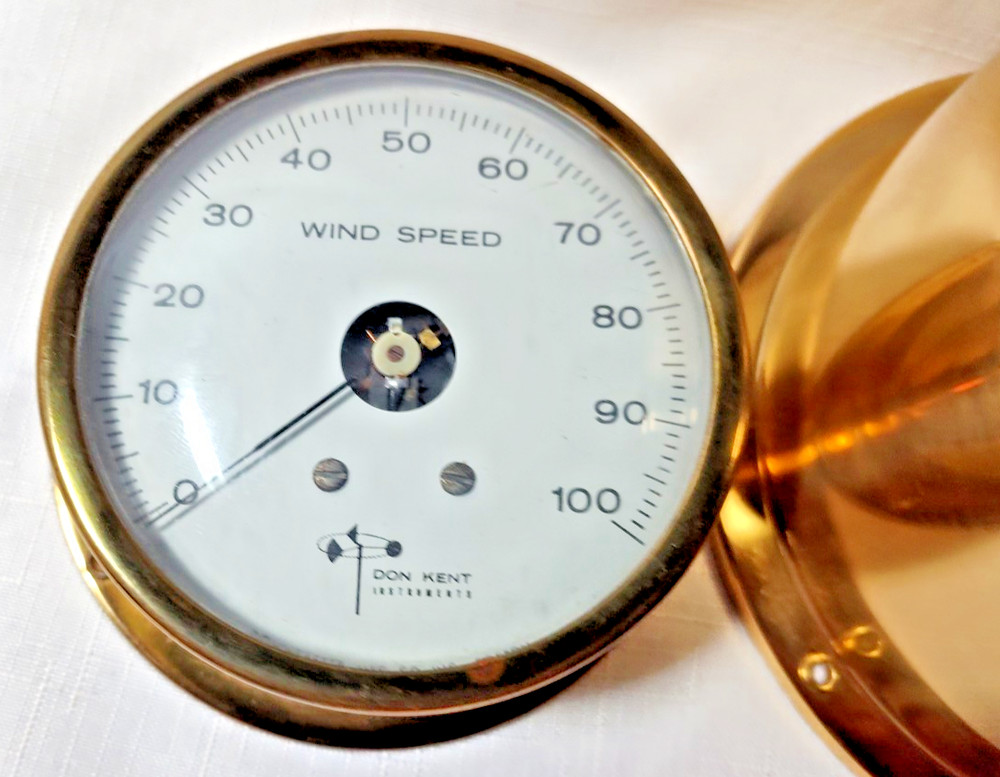 Downeaster Instruments Brass Solid Clock + Don Kent Wind Speed Guide