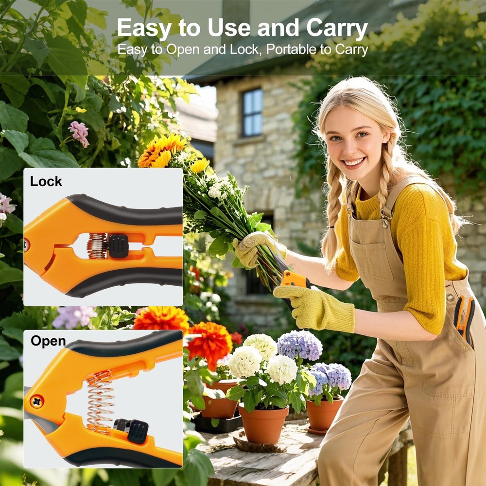 2 Pack Pruning Shears, 6.5” Gardening Scissors with Sharp Stainless Steel Bla...