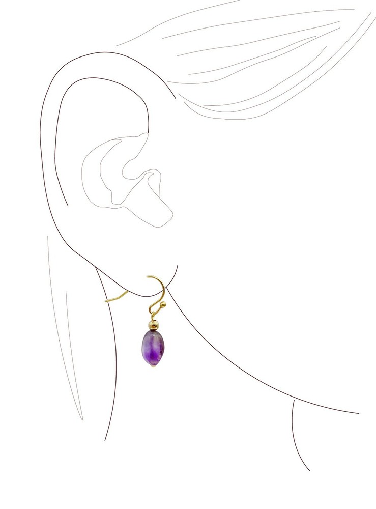 handmade earrings, gold Plated Hook and Amethyst